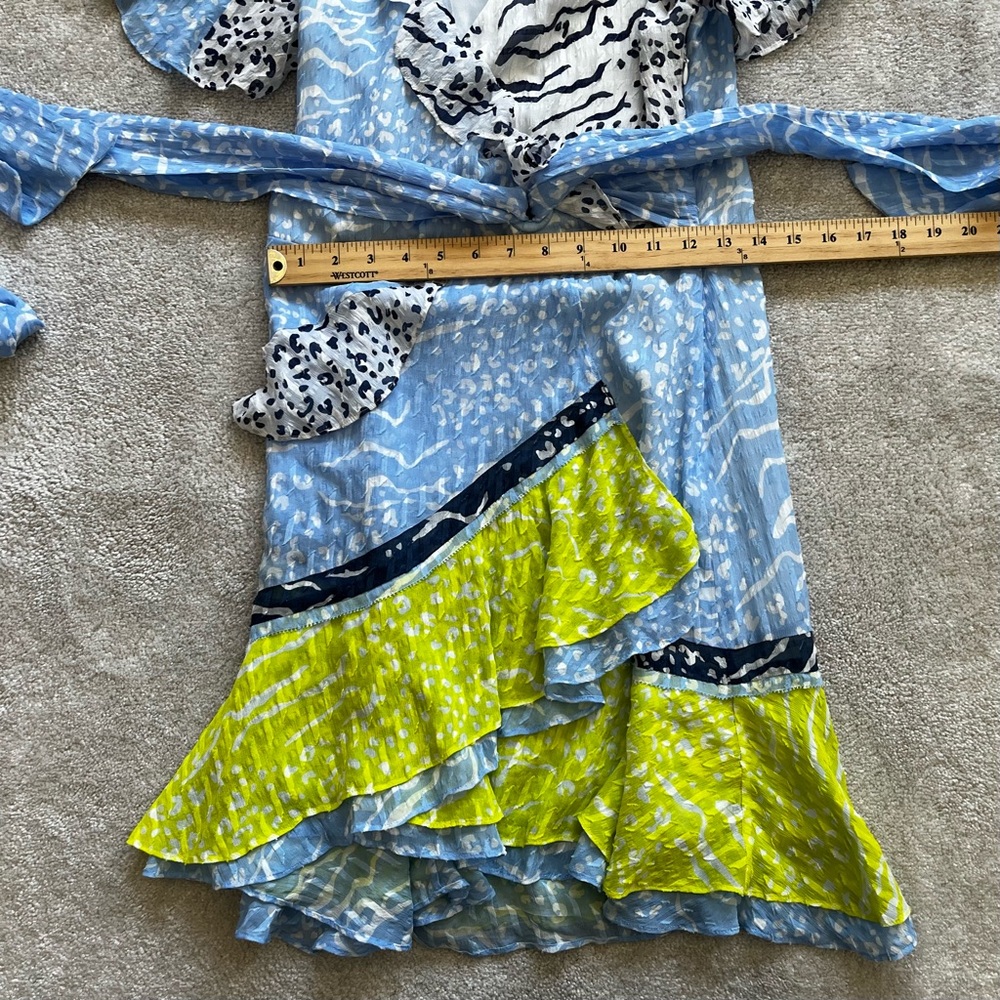 TANYA TAYLOR Bianka Ruffled Mix Print Dress Size 6 Feminine Flirty Date Party - Picture 9 of 12